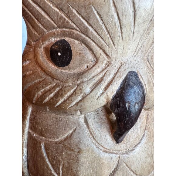 Vintage MCM Carved Wood Owl – Large Solid Wood | Made in Thailand‎ - Picture 2 of 11